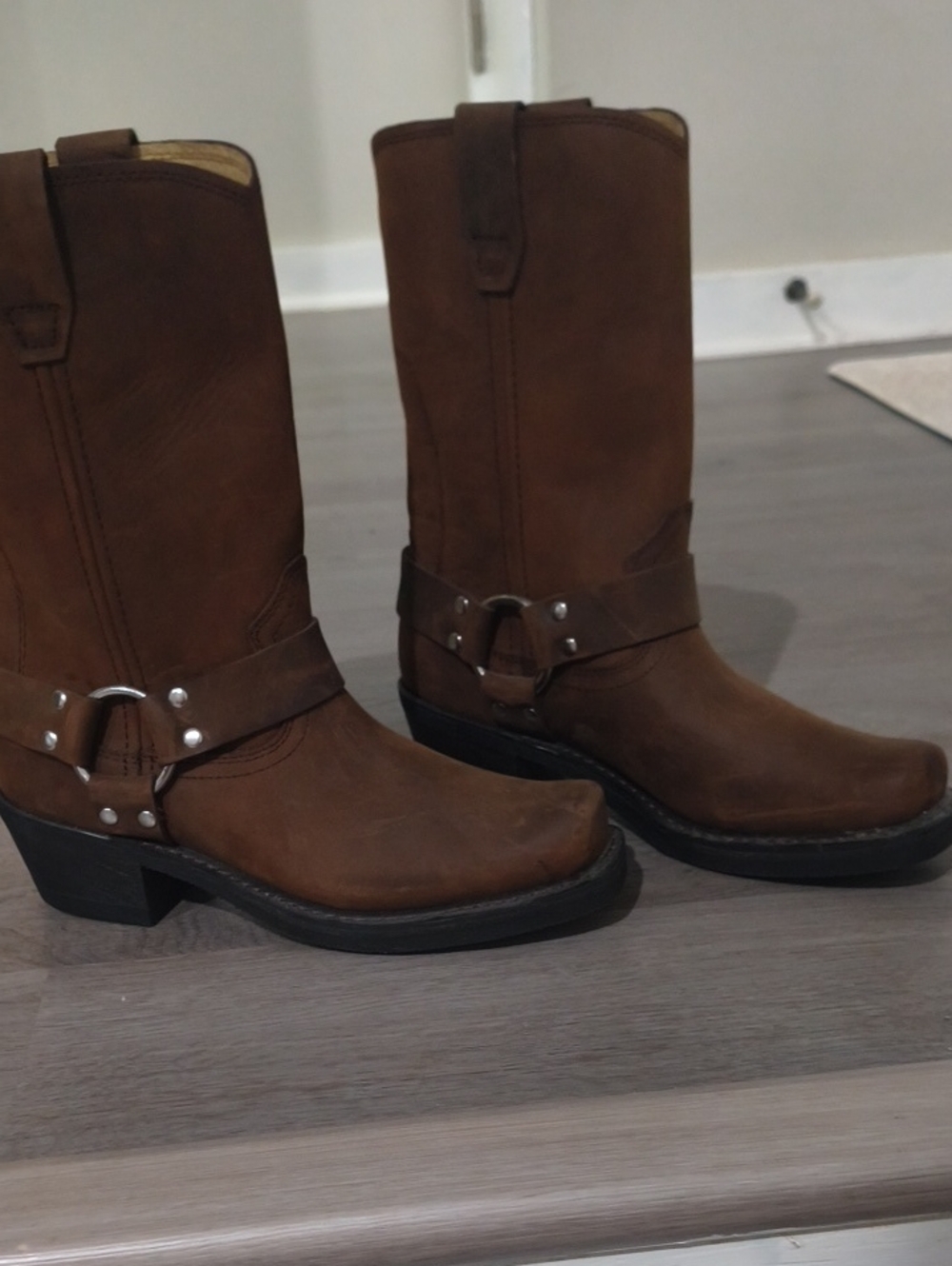 Durango Brown Leather Harness Moto Boots for Women. New Without Tag